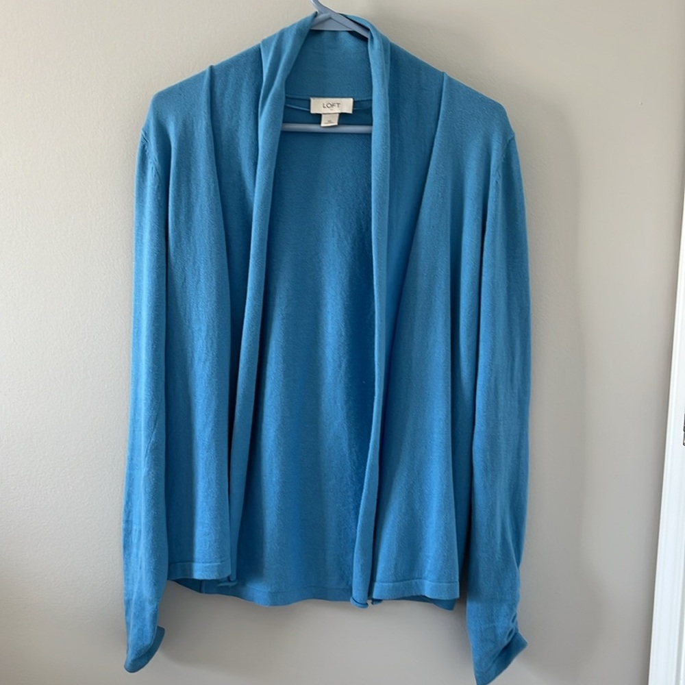 Loft Women's Blue Open Front Sweater Size XS